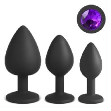 Vibes of Love - 3pc Set Silicone Anal Plugs - Black