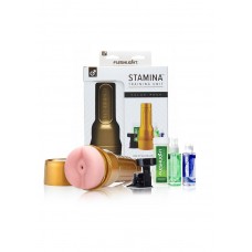 Fleshlight Stamina Training Unit Value Pack Textured Anal Kit Gold Case With Pink Anus