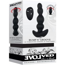 Bump N' Groove Rechargeable Silicone Anal Plug with Remote Control - Black