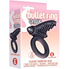 The 9's - S-Bullet Ring Tongue Silicone Vibrating Cock Ring - Black