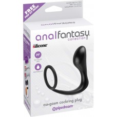 Anal Fantasy Collection Ass-Gasm Cockring Plug Black 4 Inch