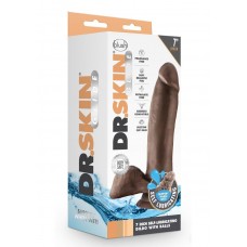 Dr. Skin Glide Self Lubricating Dildo with Balls 7in - Chocolate
