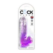 King Cock Clear Dildo with Balls 6in - Purple
