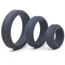 Buttstuffer - Thick Premium Silicone Triple Cock Ring Set ( Black )