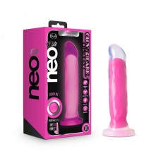 Neo Elite Glow In The Dark Marquee Silicone Dual Dense Dildo 8in - Neon Pink
