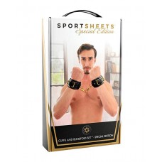 Sportsheets Cuffs and Blindfold Set - Special Edition -Black/Gold