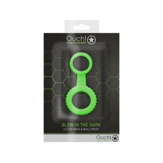 Ouch! Cock Ring & Ball Strap Silicone Glow in the Dark - Green