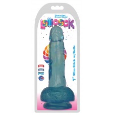 Lollicock 7 Inch Slim Stick with Balls Berry Ice Dildo