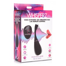Whisperz Voice Activated 10x Vibrating Rechargeable Silicone Egg With Remote Control - Black