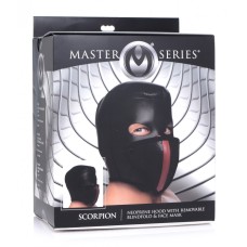 Master Series Scorpion Hood with Removable Blindfold and Face Mask - Black/Red