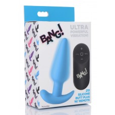 Bang - 21x Vibrating Silicone Rechargeable Butt Plug With Remote Control - Blue