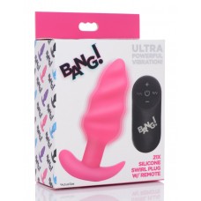 Bang - 21x Vibrating Silicone Rechargeable Swirl Butt Plug With Remote Control - Pink