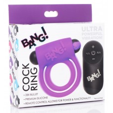 Bang - Silicone Rechargeable Cock Ring And Bullet With Remote Control - Purple