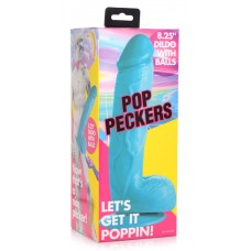 Pop Peckers - 8.25 Inch Dildo with Balls - Blue