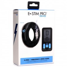 Zeus Vibrating & E-Stim Rechargeable Silicone Cock Ring with Remote Control 45mm - Black