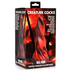 Creature Cocks Hell Kiss Twisted Tongues Silicone Dildo - Red/Black