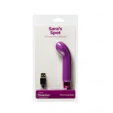 PowerBullet Sara's Spot 10 Function Rechargeable Silicone Vibrating Bullet - Purple
