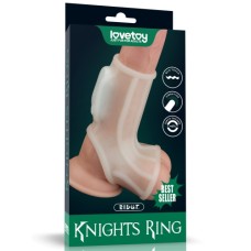 Lovetoy - Vibrating Ridge Knights Ring with Scrotum Sleeve (White)
