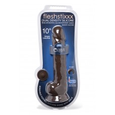FleshStixxx Dual Density Silexpan Hypoallergenic Silicone Bendable Dong with Balls 10in - Brown