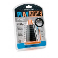 Perfect Fit Play Zone 9 Xact-Fit Rings With Sturdy Storage Cone Silicone Set Black