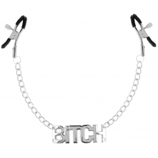 Fetish Nipple Clamps With Chain - Bitch