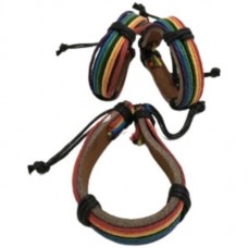 Pride - Brown Leather Bracelet with LGBT Flag ( One )