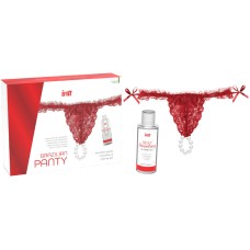 Brazilian Red Panty with Pearls & 50ML Strawberry Lubricant.