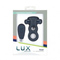 Lux Active Triad Silicone Rechargeable Vibrating Dual Cock Ring With Remote Control - Navy