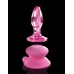 Icicles No 90 Glass Anal Plug With Bendable Silicone Suction Cup - Pink