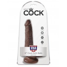 King Cock 6" Cock with Balls Brown