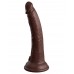 King Cock Elite 7" Vibrating Silicone Dual Density Cock with Remote - Brown