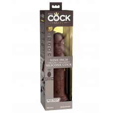 King Cock Elite 9" Vibrating Silicone Dual Density Cock with Remote - Brown