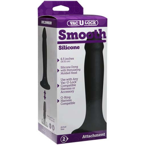 Vac-U-Lock Smooth Silicone Dildo 6.5in - Black