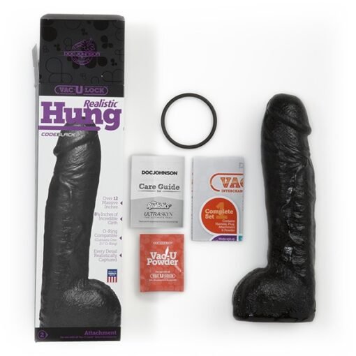 Vac-U-Lock CodeBlack Realistic Hung Dildo 12in - Black - Image 2
