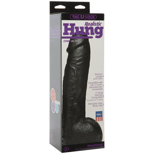 Vac-U-Lock CodeBlack Realistic Hung Dildo 12in - Black