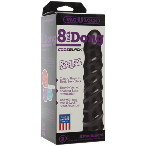 Vac-U-Lock CodeBlack Raging Hard-Ons Dildo 8in - Black
