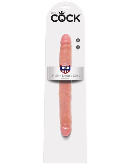 King Cock 12" Slim Double Dildo Flesh