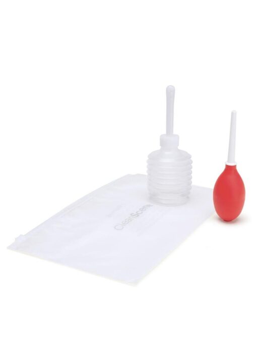 CleanScene Mini Travel Douche Set with One Way Valve (4 Piece) - Red/White - Image 2