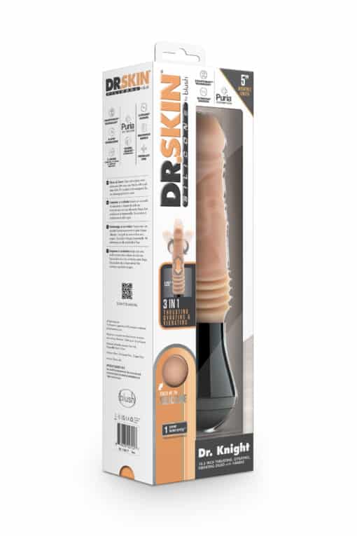 Dr. Skin Silicone Dr. Knight Rechargeable Thrusting Gyrating Vibrating Dildo 10.5in - Vanilla