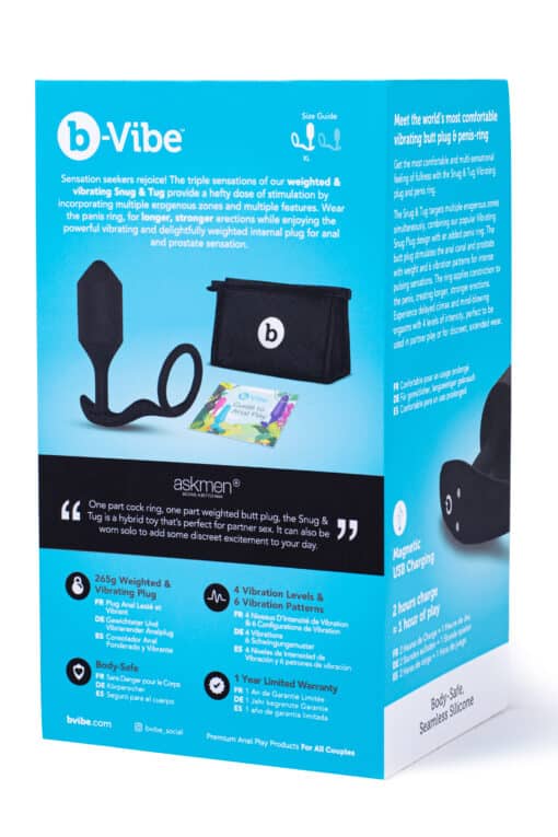 b-Vibe Vibrating Snug & Tug XL - weighted & vibrating silicone plug & penis-ring - Image 6