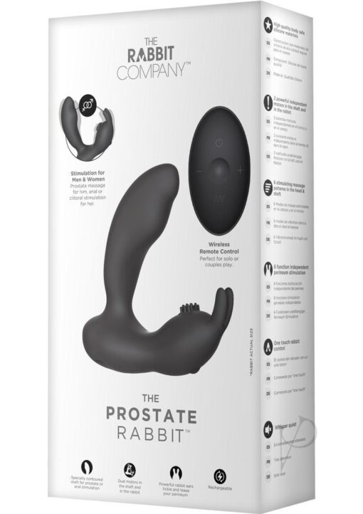 The Rabbit Company - The Prostate Rabbit Rechargeable Silicone Vibrator With Clitoral And Anal Stimulation With Remote Control - Black