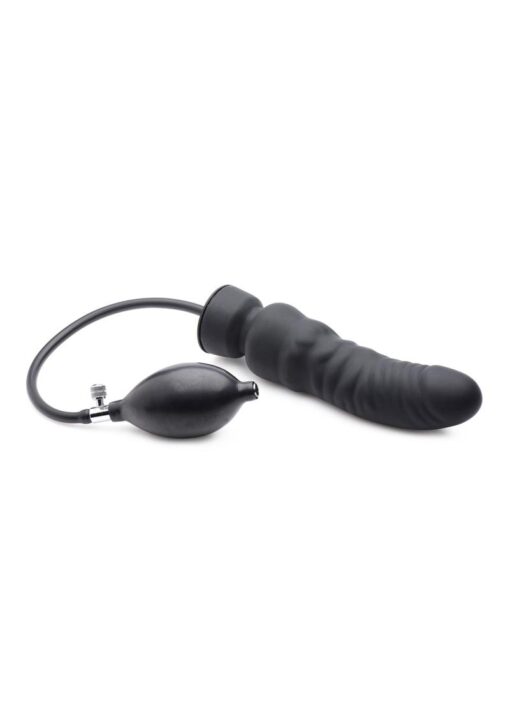 Master Series Dick-Spand Inflatable Silicone Dildo - Black - Image 2