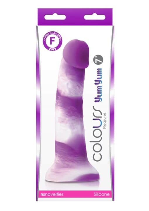 Colours Pleasures Yum Yum Silicone Dildo 7in - Purple/White