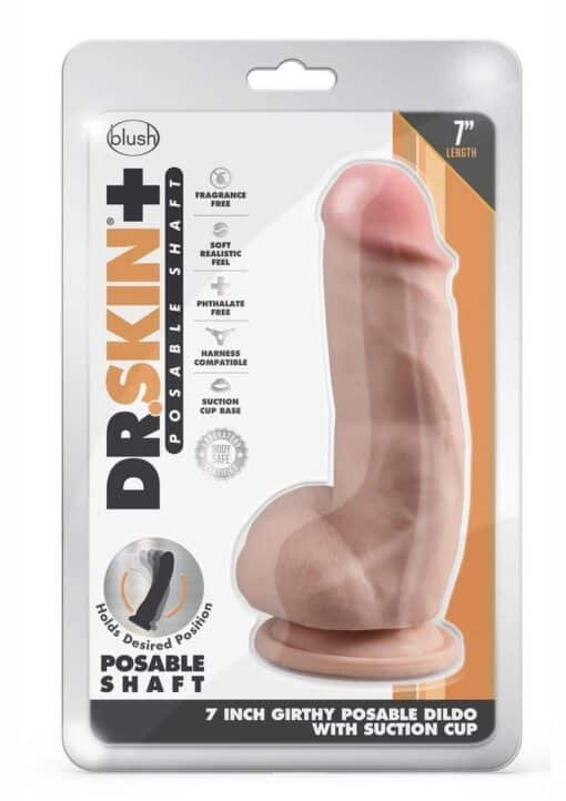 Dr. Skin Plus Girthy Posable Dildo 7in - Flesh
