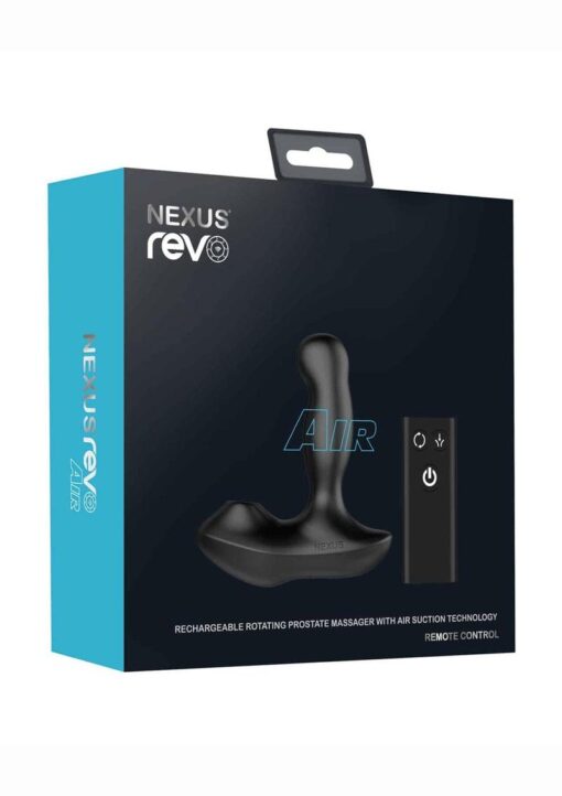 Nexus Revo Air Rechargeable Silicone Suction andamp; Rotating Prostate Massager with Remote Control ? Black