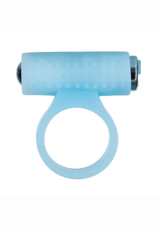 PowerBullet Cosmic Ring Rechargeable Silicone Vibrating Cock Ring - Glow in the Dark Blue - Image 2