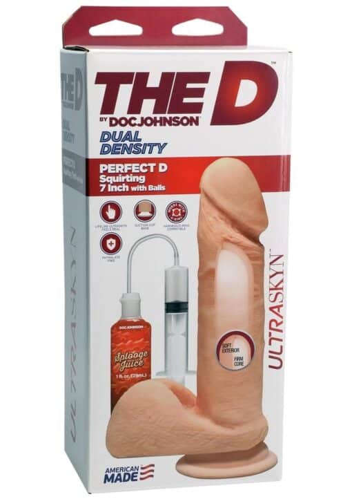 The D Perfect D Ultraskyn Squirting Dildo 7in - Vanilla