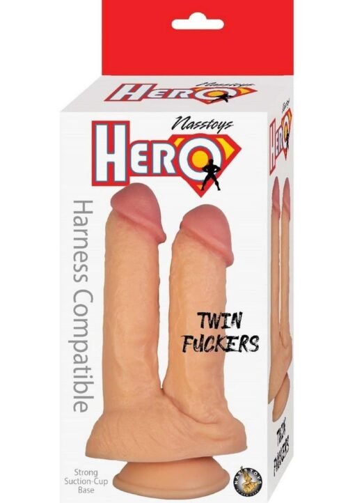 Hero Twin Fuckers Double Dildo with Suction Cup ? Vanilla