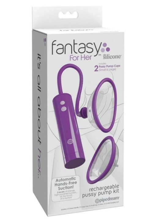 Fantasy For Her Rechargeable Pleasure Pump Kit with Remote Control - Purple/Clear