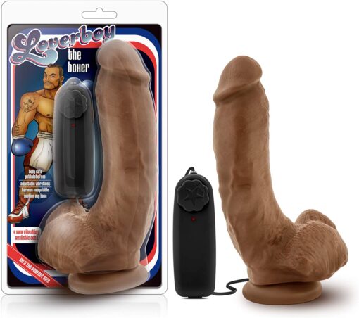 Loverboy The Boxer Vibrating Cock with Balls 9in - Caramel